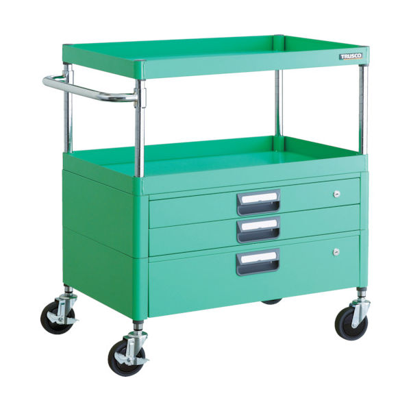 TRUSCO ツールワゴン フェニックスワゴン 省音 750X500XH880 引出付 ヤンググリーン PEW-972VX-YG 1台（直送品）