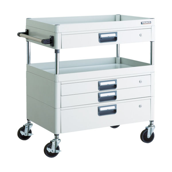 TRUSCO ツールワゴン フェニックスワゴン 省音 750X500XH880 引出付 ホワイト PEW-972VXZ-W 1台（直送品）
