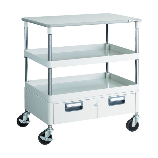 TRUSCO ツールワゴン フェニックスワゴン 省音 750X500XH880 引出 天板付 ホワイト PEW-972WT-W 1台（直送品）