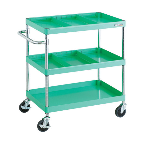 TRUSCO ツールワゴン フェニックスワゴン 省音 750X500 仕切2段付 ヤンググリーン PEW-973S2-YG 1台（直送品）