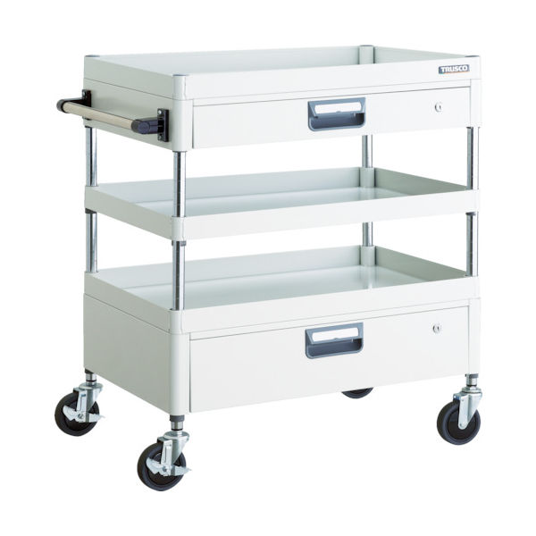 トラスコ中山 TRUSCO ツールワゴン フェニックスワゴン 省音 750X500XH880 引出付 ホワイト PEW-973VZ-W 1台（直送品）