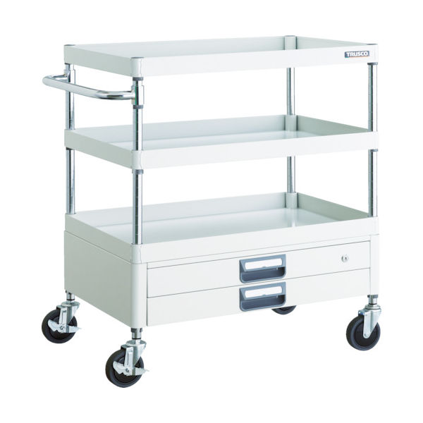 TRUSCO ツールワゴン フェニックスワゴン 省音 750X500XH880 2段引出付 ホワイト PEW-973X-W 1台（直送品）