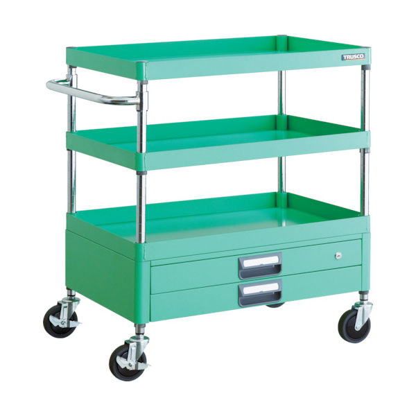 TRUSCO ツールワゴン フェニックスワゴン 省音 750X500XH880 2段引出付 ヤンググリーン PEW-973X-YG 1台（直送品）