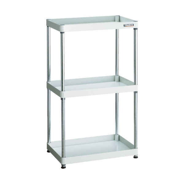 トラスコ中山 TRUSCO スチールラック フェニックスワゴンラック型 抗菌600X400 3段 ホワイト PEW-R1263-W 1台（直送品）