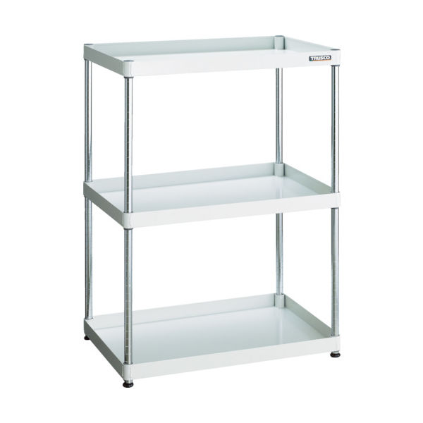 トラスコ中山 TRUSCO スチールラック フェニックスワゴンラック型 抗菌750X500 3段 ホワイト PEW-R1273-W 1台（直送品）