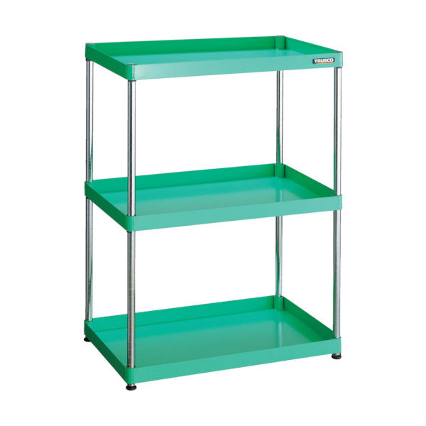 TRUSCO スチールラック フェニックスワゴンラック型 抗菌750X500 3段 ヤンググリーン PEW-R1273-YG 1台（直送品）