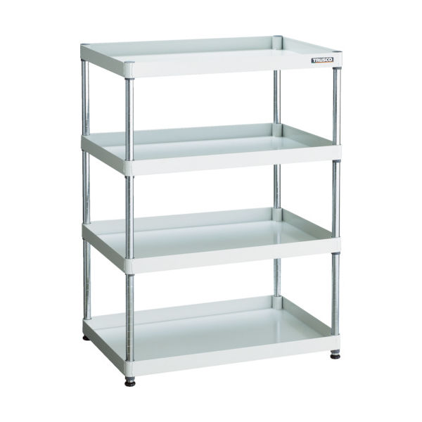 トラスコ中山 TRUSCO スチールラック フェニックスワゴンラック型 抗菌750X500 4段 ホワイト PEW-R1274-W 1台（直送品）