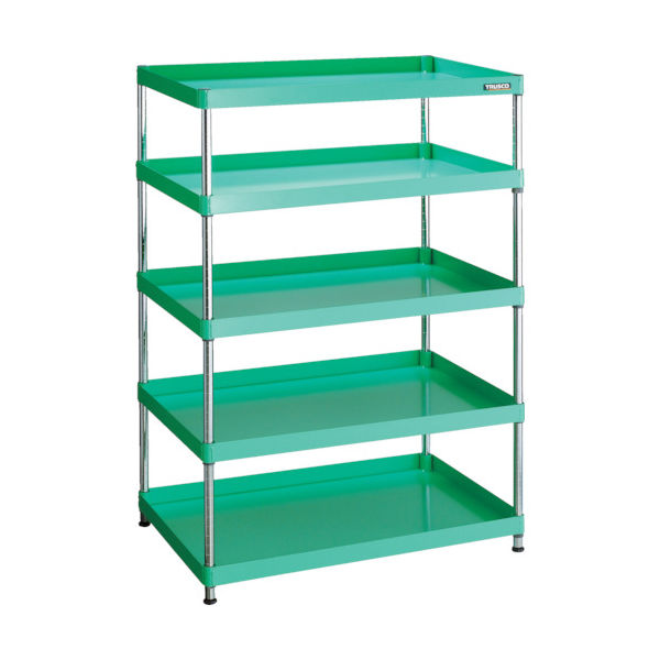 TRUSCO スチールラック フェニックスワゴンラック型 抗菌900X600 5段 ヤンググリーン PEW-R1595-YG 1台（直送品）