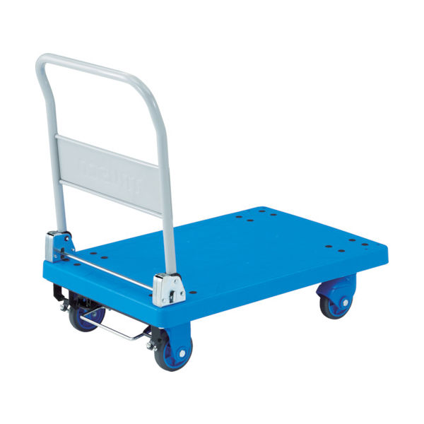 軽量樹脂台車（トラスコカルティオ）荷物運搬用カート（青） 軽量樹脂製運搬車 カルティオ(新型)(折りたたみハンドルタイプ