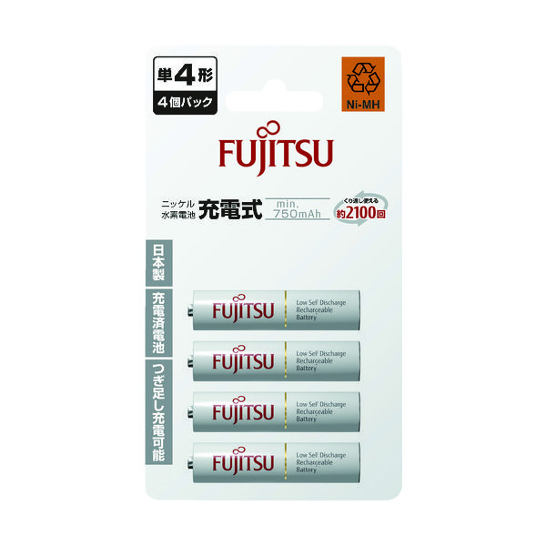 FDK 富士通 ニッケル水素充電池 単4 (4本入) HR-4UTC(4B) 1パック(4本) 492-4576（直送品）