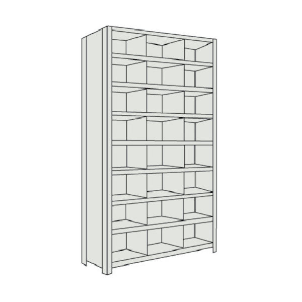 TRUSCO スチール製軽量ボルト式棚 縦仕切付 W875×D300×H2100 3列8段 ネオグレー 73V-39 NG 1台(1個)（直送品）