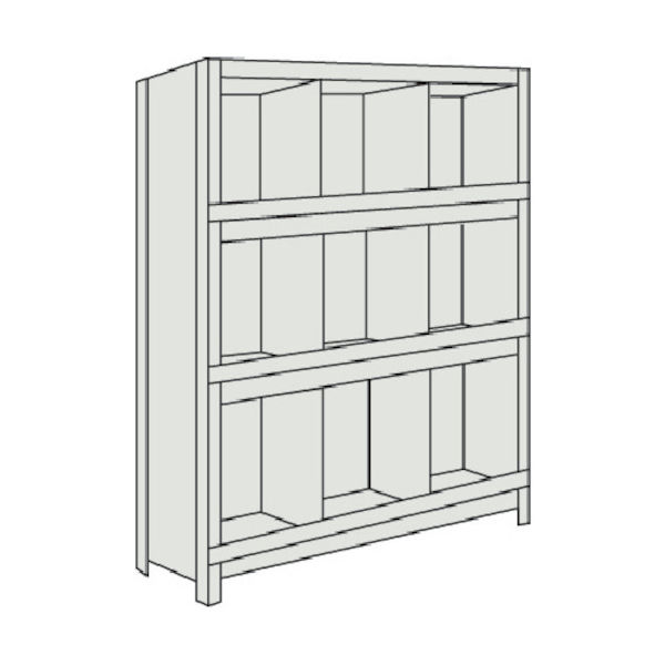 TRUSCO スチールラック 軽量棚 縦仕切前当付 875X300X1200 3列3段 ネオグレー 43V-54 NG 1台(1個)（直送品）