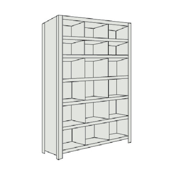 TRUSCO スチールラック 軽量棚 縦仕切付 W875×D300×H1800 3列6段 ネオグレー 63V-37 NG 1台(1個)（直送品）