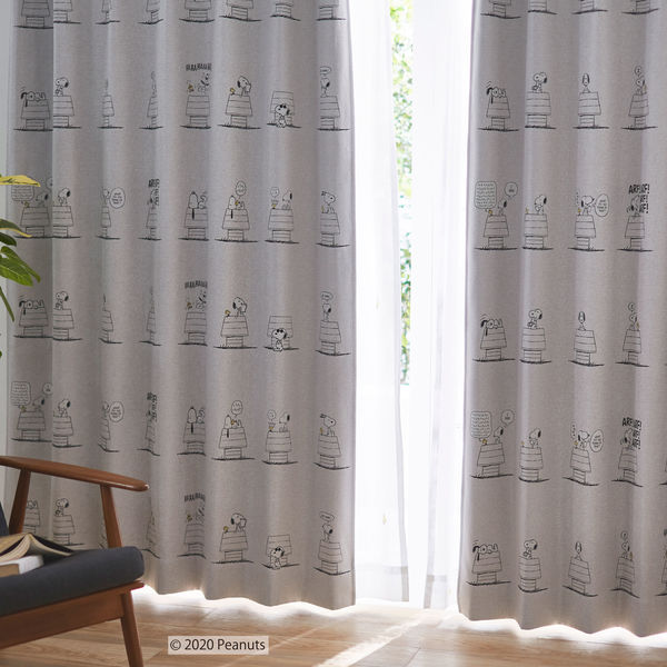 スミノエ PEANUTS セミオーダー カーテン デイリーライフ 1200×1000mm アイボリー 1セット(2枚入)（直送品）