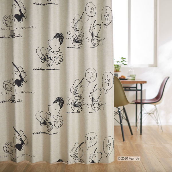 スミノエ PEANUTS セミオーダー カーテン アイガットイット！ 2100×1000mm ベージュ 1セット(2枚入)（直送品）