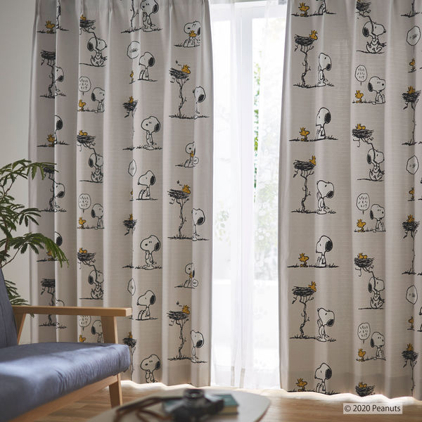 スミノエ PEANUTS セミオーダー カーテン フレンズネスト 1500×1000mm グレー 1セット(2枚入)（直送品） 18,134円