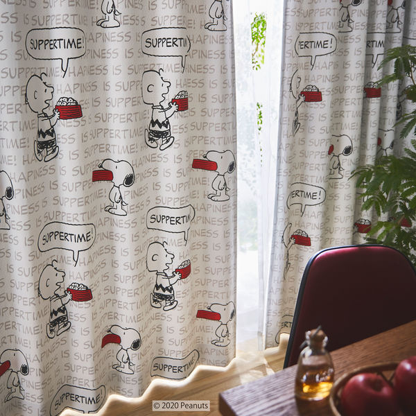 スミノエ PEANUTS セミオーダー カーテン ハピネスイズサパータイム！ 3000×1000mm アイボリー 1セット(2枚入)（直送品）