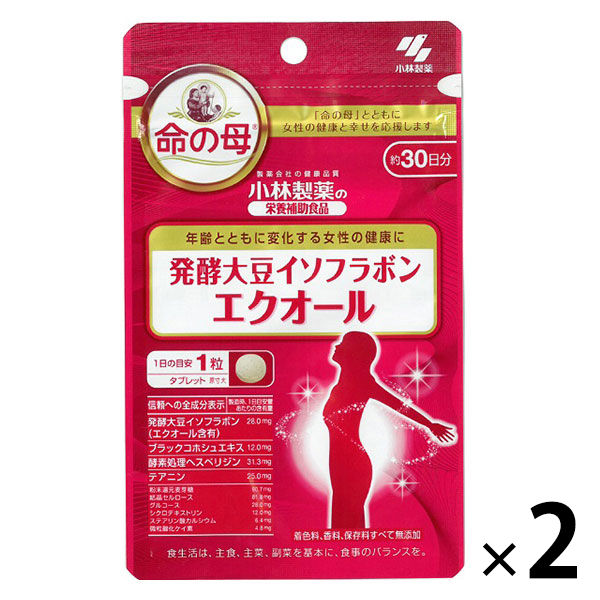 小林製薬の栄養補助食品　発酵大豆イソフラボンエクオール　約30日分　30粒　×2袋　イソフラボン