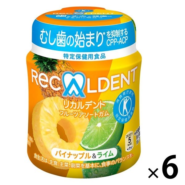 リカルデント フルーツアソートガム パイナップル＆ライムボトルR 140g 6個 モンデリーズ・ジャパン ガム トクホ 特保 - アスクル