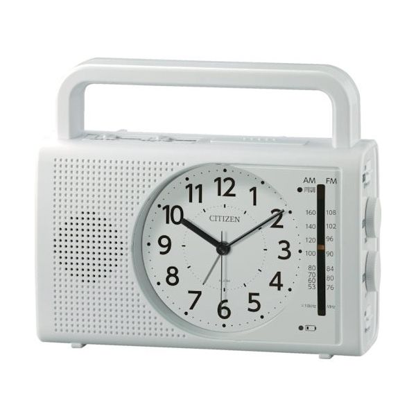 リズム シチズン 防災クロック ラジオ 充電 発電 ライト付き スマホ対応 白 4RQ001-003 1個 242-9012（直送品）