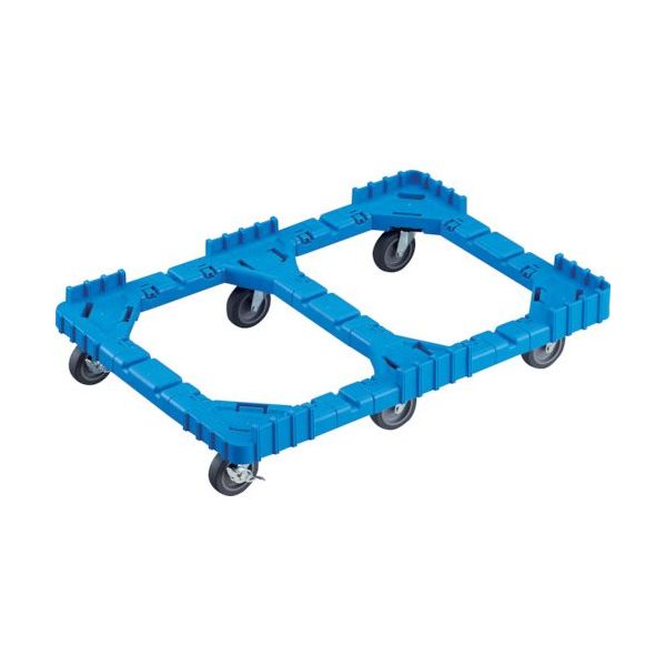 TRUSCO OCドーリー 75Lオリコン用 エラストマー車輪 6輪自在ストッパー付 片側ガード無し ブルー OCD-75BS-B 1台（直送品）