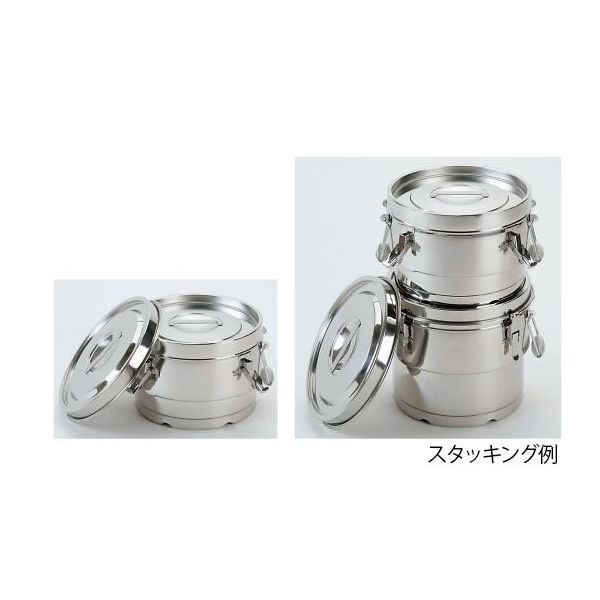 ホクリク総業 18-8 段付二重保温食缶クリップ付 14L 1個 64-5405-67（直送品）