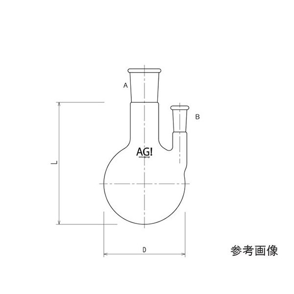旭製作所 二ツ口フラスコ 側管垂直タイプ 200mL 24/40・15/25 3116-200-4L1L 1個 64-8911-57（直送品）