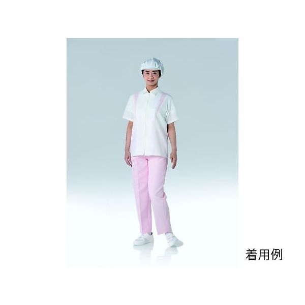 東洋リントフリー クリーン半袖上着（女性用） 白×ピンク JB259B-14 5L 1枚 64-8903-63（直送品）