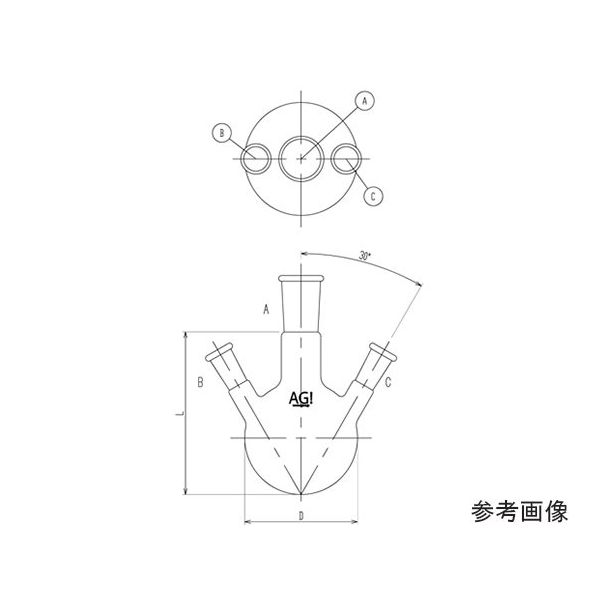 旭製作所 三ツ口フラスコ 2，000mL 34/45・29/42 3110-2-6L5L 1個 64-8911-30（直送品）
