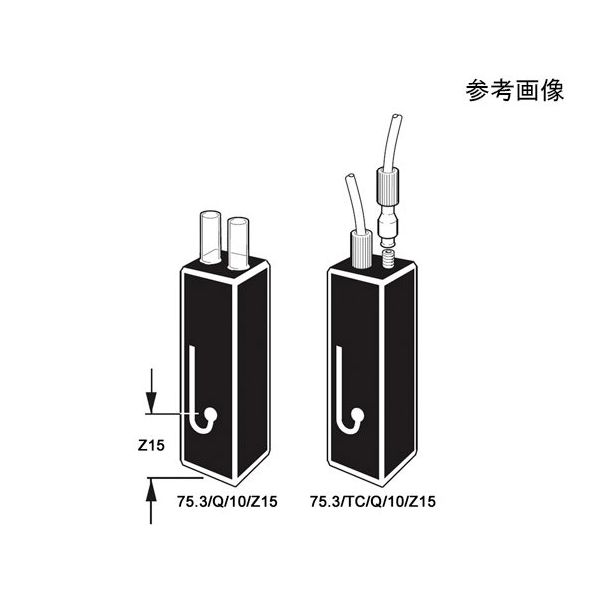 丸窓フロー石英セル チューブ接続口付き 光路長:40mm Z高さ:8.5