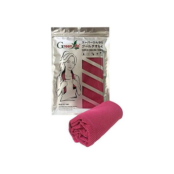 Kメディカルニーズ スーパーひんやりクールタオルK バラーレッド 2枚入 K-010 1袋(2枚) 64-9049-07（直送品）