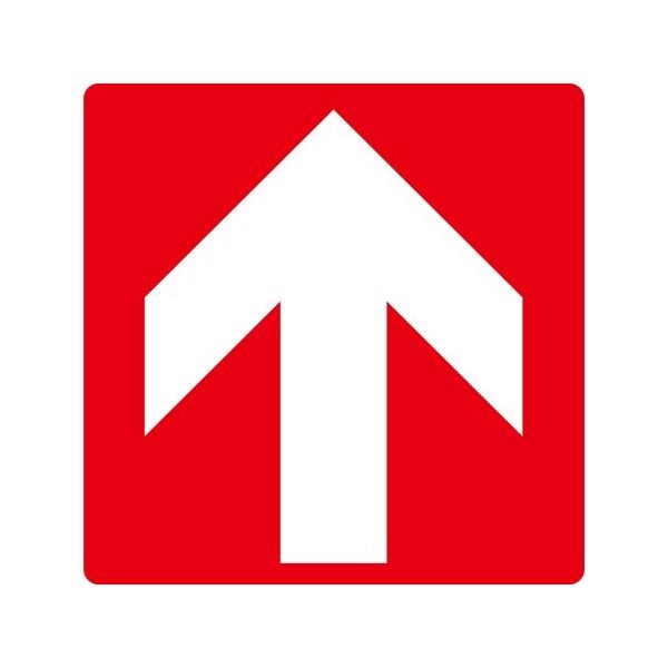 日本緑十字社 階段蹴込み板用標示ステッカー 矢印 STPSー7 赤 100mmΦ 4枚組 エンビ 404107 1組(4枚)（直送品）