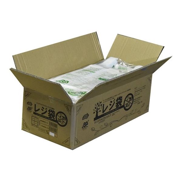 箱売:バイオマスレジ袋乳白 E20W35 1箱(100枚×20冊) 0.014×210(340)×460 01043020（直送品）