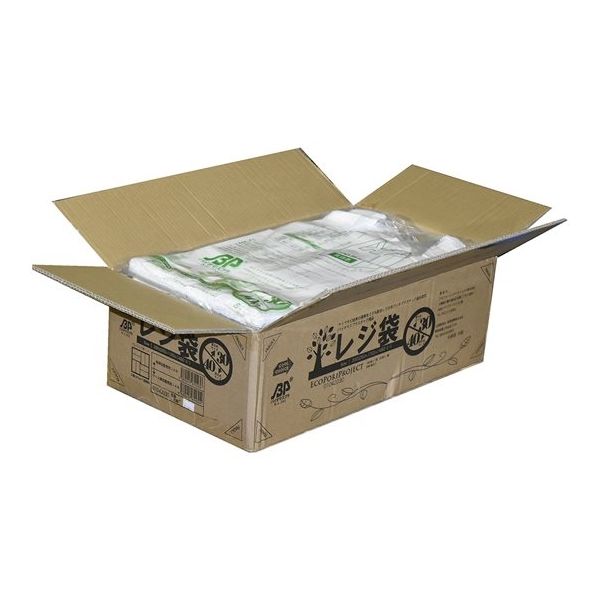 箱売:バイオマスレジ袋乳白 E30W40 1箱(100枚×20冊) 0.015×260(390)×480 01043030（直送品）