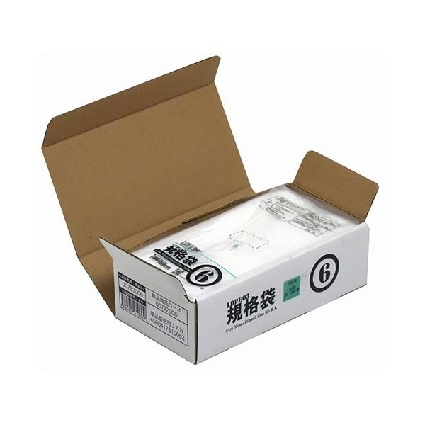 紺屋商事 小箱売:PE規格ポリ袋 03透明 6号 100枚×10冊入 00723006 1箱(1000枚) 64-9608-55（直送品）