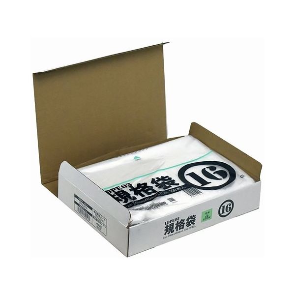 紺屋商事 小箱売:PE規格ポリ袋 03透明 16号 100枚×5冊入 00723016 1箱(500枚) 64-9608-65（直送品）