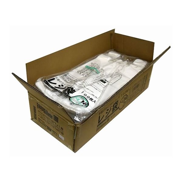 紺屋商事 ケース売:レジ袋乳白 東16号 190(310)×460(100枚×20冊) 00723116 1箱(2000枚)（直送品）