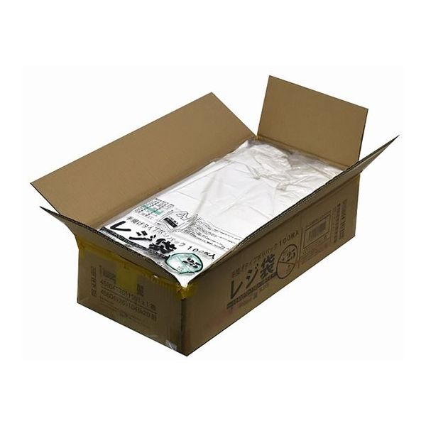 紺屋商事 ケース売:レジ袋乳白 東25号 210(340)×480(100枚×20冊) 00723125 1箱(2000枚)（直送品）