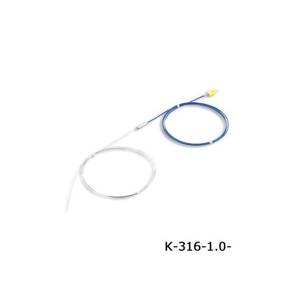 Kシース熱電対(SUS316ロングシースタイプ) 650°C φ1.0×3000mm 英語版校正証明書付 3-5393-02-56 1個（直送品）