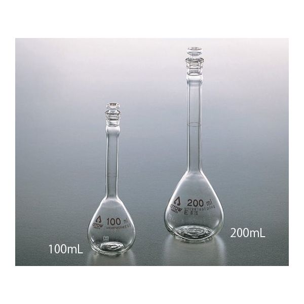 アズワン 透明摺りメスフラスコ(硬質ガラス製) 白 50mL 中国語版校正証明書付 6-243-05-57 1個（直送品）