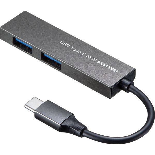 サンワサプライ USB Type-C 2ポートスリムハブ USB-3TCH24SN 1個 - アスクル