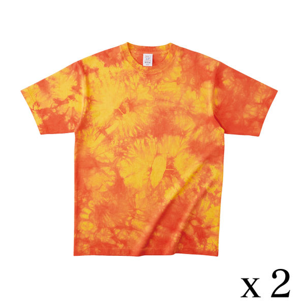 TRUSS タイダイTシャツ　サイズL　6.2oz　Mオレンジ　1セット（2着入）（直送品）