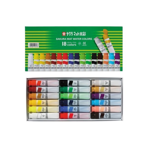 サクラクレパス マット水彩ポリ MW18PE 18色 1セット(3セット)（直送品）