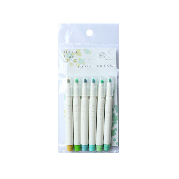 エポックケミカル 蛍光ペン マルライナー 6色セット フレッシュグリーン 881-0790 4セット（直送品）