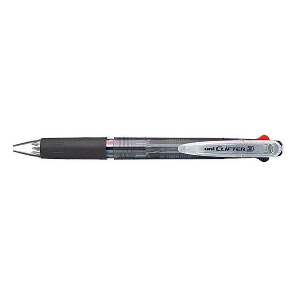 三菱鉛筆 3色 油性ボールペン クリフター 0.7mm 透明黒 SE3304T.24 1セット（10本）