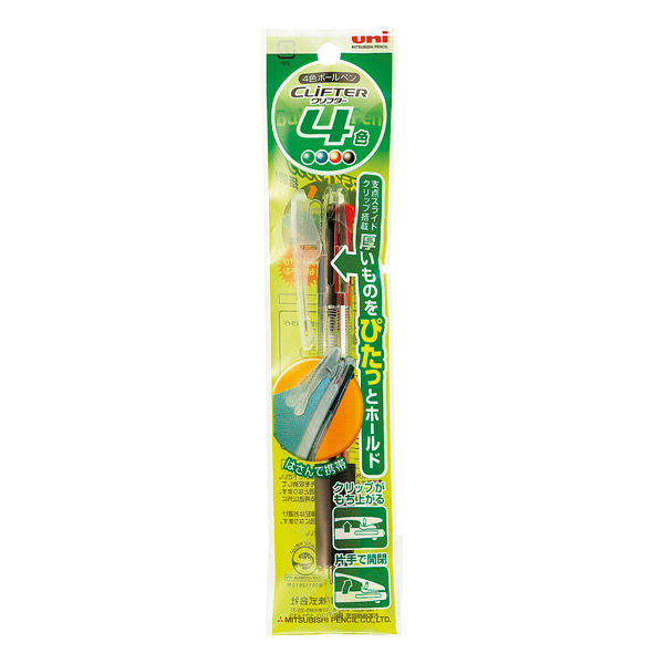 三菱鉛筆 4色 油性ボールペン クリフター パック 0.7mm 透明 SE43541P.T 10本（直送品）