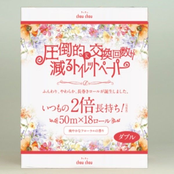 泉製紙 圧倒的に交換回数が減るトイレットペーパーシュシュ　ダブル　2倍巻き 4970123097309 1セット（18巻×4個）