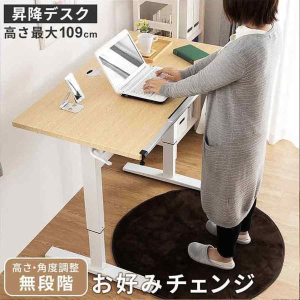 三栄コーポレーション 高さ・角度調整付き昇降式デスク 幅120cm 折り畳み可能PCデスク　NA A1--QIZDSKNA_AS 1個（直送品）