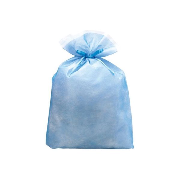 包む シンテックス巾着BAG LLサイズ マチ付き ブルー T-2274-LL 1セット（3個）