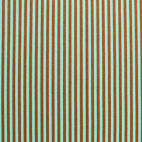 コスモテキスタイル ストライプ シャーティング ミントグリーン×ブラウン 巾約110cm×5m切売カット CR8876-414-5M（直送品）